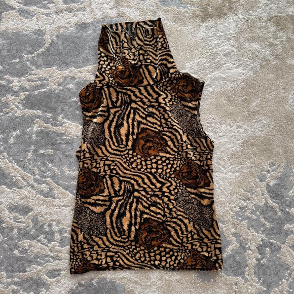 Bold Velvet Animal Print Sleeveless Top (Size: S) - Picture 1 of 4